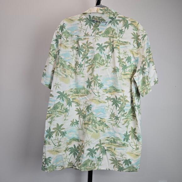 William Murray Bill Linen Hawaiian Button Down Shirt Golf Palm Trees Green XL - Picture 6 of 10